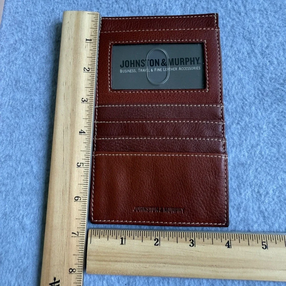 Johnston & Murphy Brown Leather Card ID‎ Case Wallet Business Travel Accessories